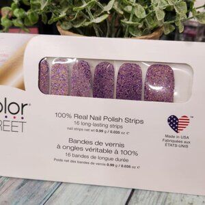 Color Stree Purple Glitter Press On Nail Design